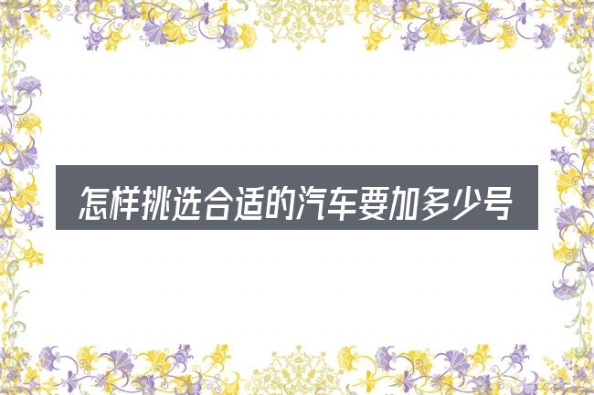 怎样挑选合适的汽车要加多少号汽油
