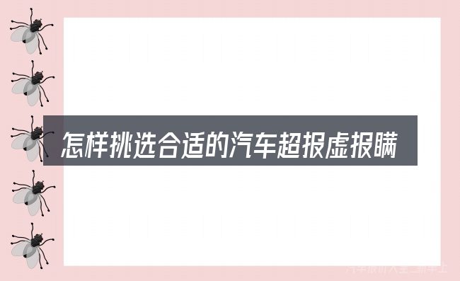 怎样挑选合适的汽车超报虚报瞒报
