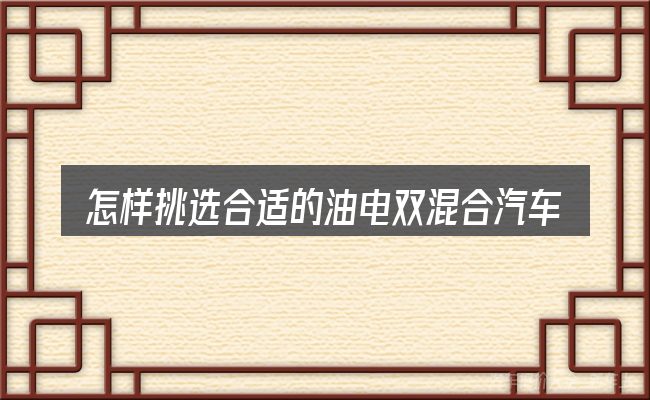 怎样挑选合适的油电双混合汽车