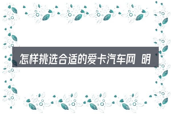 怎样挑选合适的爱卡汽车网 明锐 座套