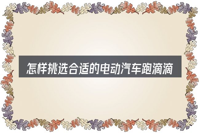怎样挑选合适的电动汽车跑滴滴的利弊