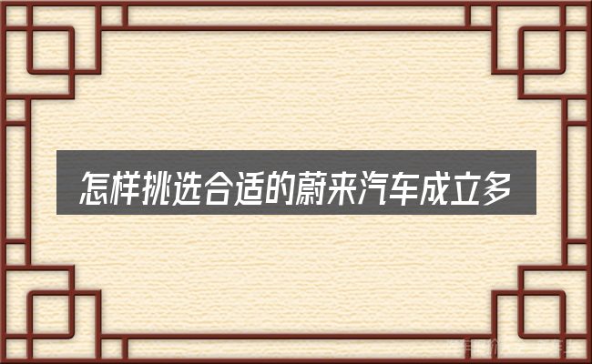 怎样挑选合适的蔚来汽车成立多久