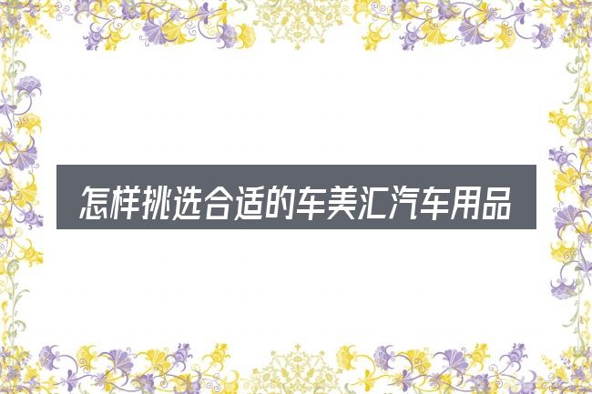 怎样挑选合适的车美汇汽车用品