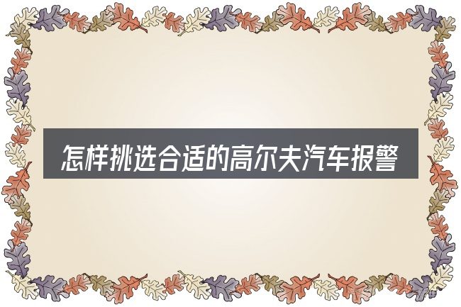怎样挑选合适的高尔夫汽车报警出现板手