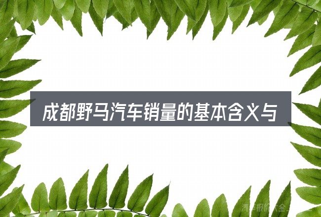 成都野马汽车销量的基本含义与边界