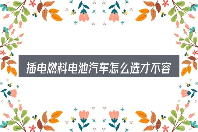 插电燃料电池汽车怎么选才不容易出错