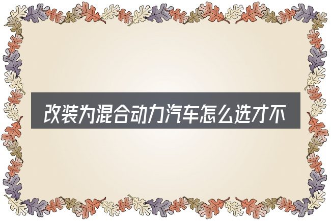 改装为混合动力汽车怎么选才不容易出错