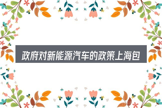 政府对新能源汽车的政策上海包含哪几层意思