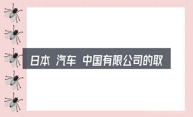 日本 汽车 中国有限公司的取舍逻辑
