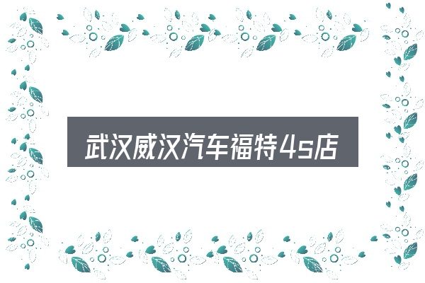 武汉威汉汽车福特4s店全面解析：从零开始的完整思路