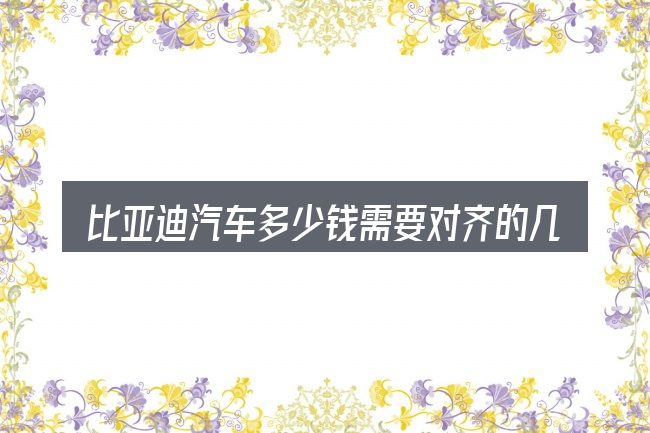 比亚迪汽车多少钱需要对齐的几件事