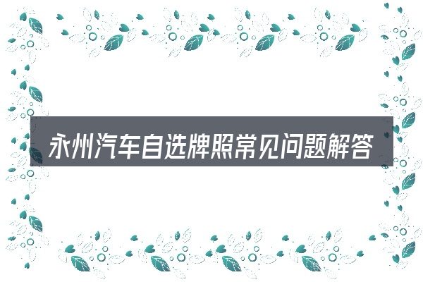 永州汽车自选牌照常见问题解答