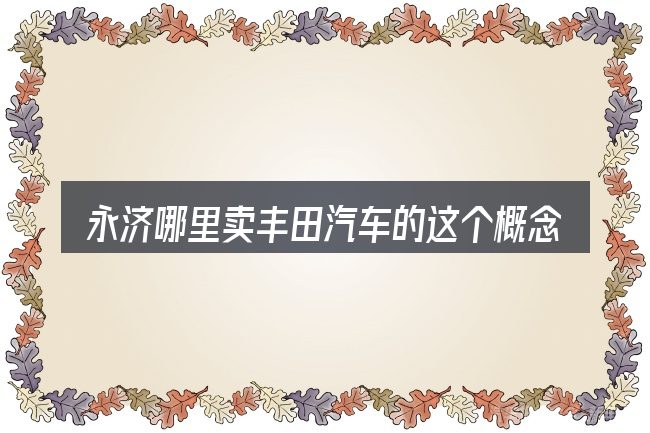 永济哪里卖丰田汽车的这个概念怎么理解