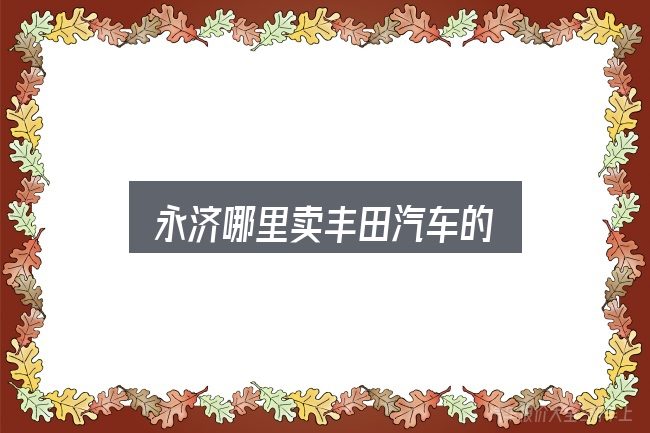 永济哪里卖丰田汽车的实用指南：判断是否适合自己