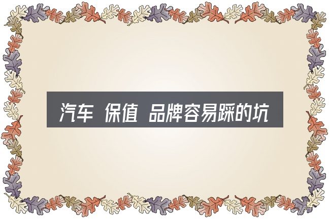 汽车 保值 品牌容易踩的坑