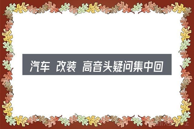 汽车 改装 高音头疑问集中回答