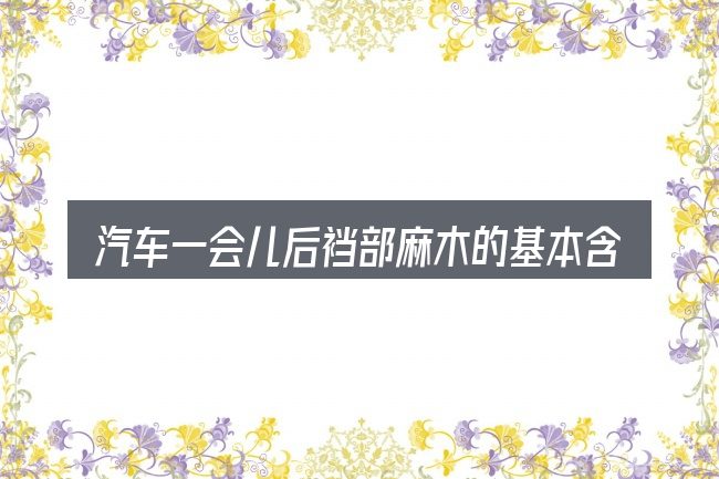 汽车一会儿后裆部麻木的基本含义与边界