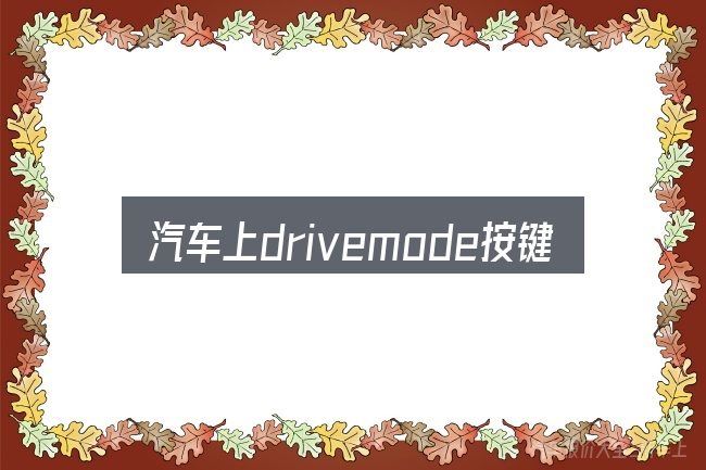 汽车上drivemode按键包含哪几层意思