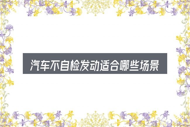 汽车不自检发动适合哪些场景