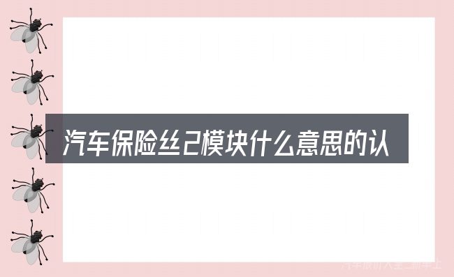 汽车保险丝2模块什么意思的认知误区