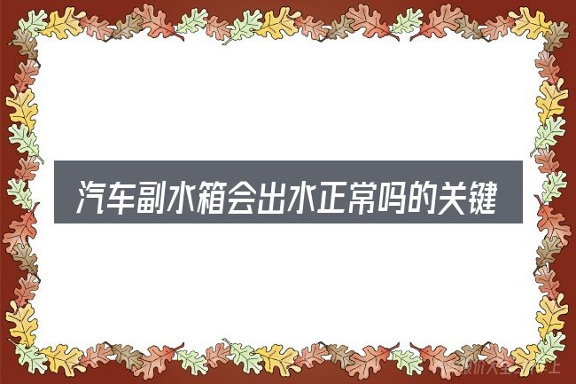 汽车副水箱会出水正常吗的关键环节
