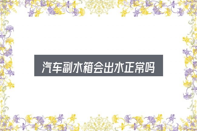 关于「汽车副水箱会出水正常吗」，实用清单与判断依据