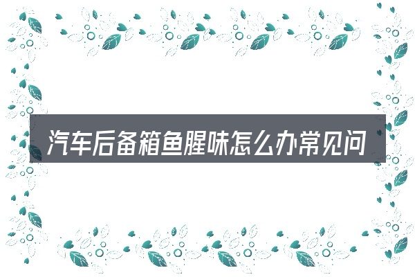 汽车后备箱鱼腥味怎么办常见问题解答