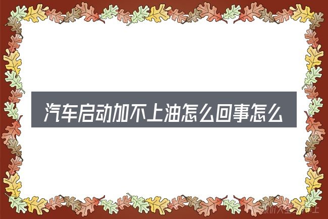 汽车启动加不上油怎么回事怎么选才不容易出错