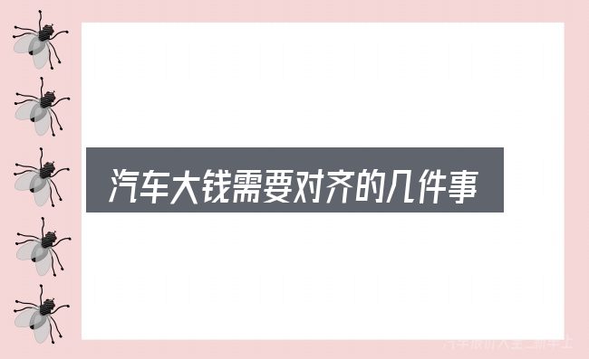 汽车大钱需要对齐的几件事