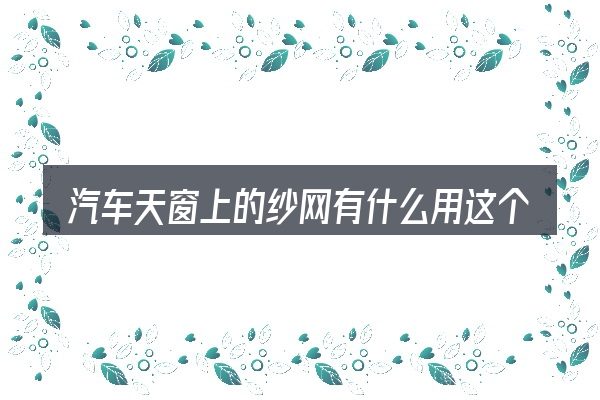 汽车天窗上的纱网有什么用这个概念怎么理解