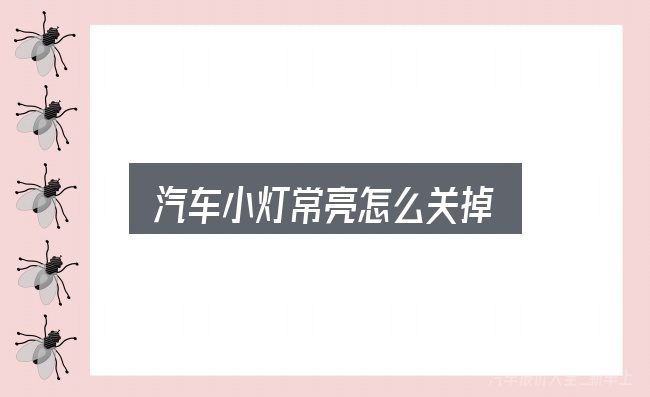 汽车小灯常亮怎么关掉？新手购车容易忽略的细节