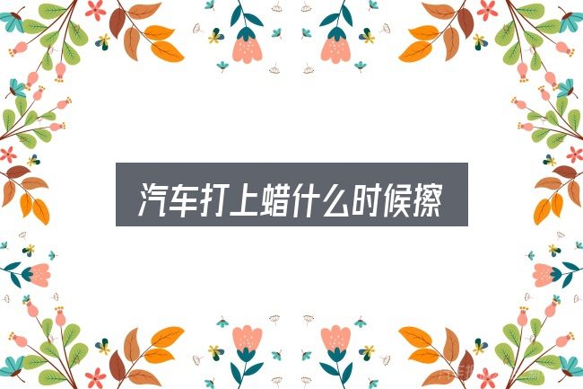 汽车打上蜡什么时候擦？从需求到落地的路径