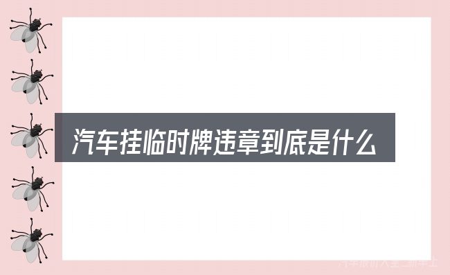 汽车挂临时牌违章到底是什么