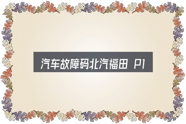 关于汽车故障码北汽福田 P160a，看清本质再谈选择