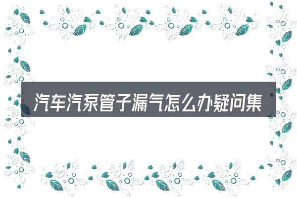 汽车汽泵管子漏气怎么办疑问集中回答