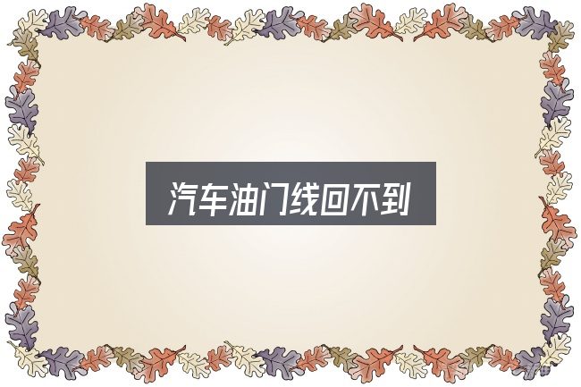 汽车油门线回不到怎么选？新手购车容易忽略的细节