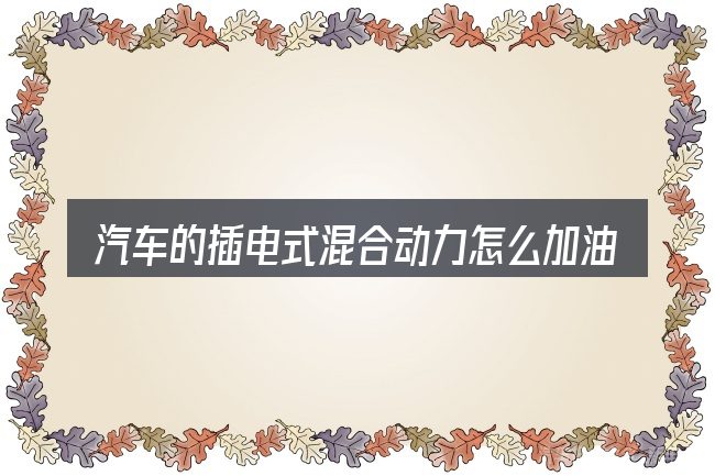 汽车的插电式混合动力怎么加油这个概念怎么理解