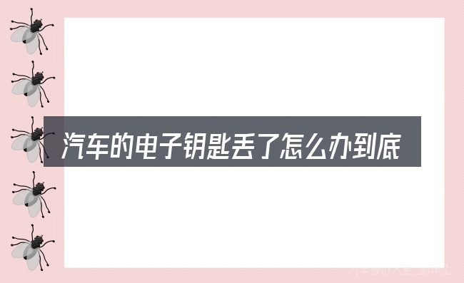 汽车的电子钥匙丢了怎么办到底是什么