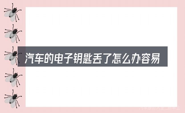 汽车的电子钥匙丢了怎么办容易踩的坑