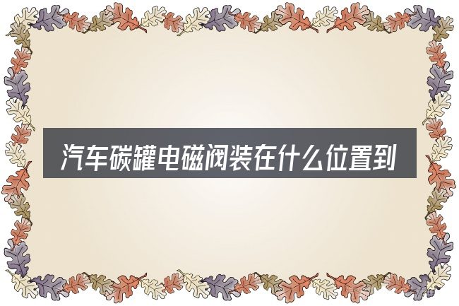 汽车碳罐电磁阀装在什么位置到底是什么