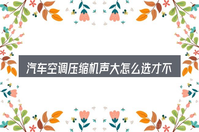 汽车空调压缩机声大怎么选才不容易出错