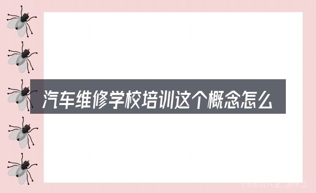 汽车维修学校培训这个概念怎么理解