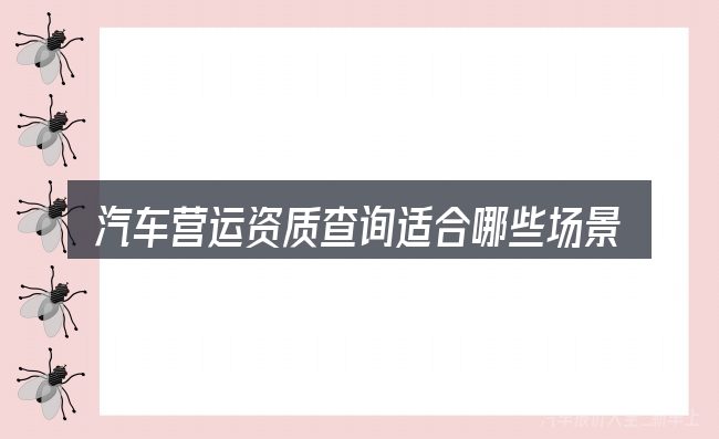 汽车营运资质查询适合哪些场景