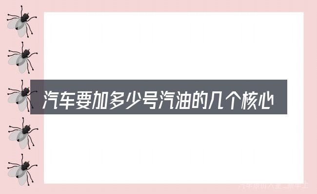 汽车要加多少号汽油的几个核心要点