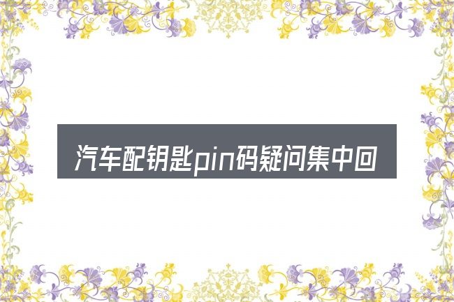 汽车配钥匙pin码疑问集中回答