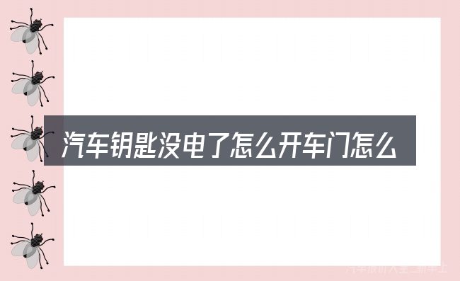 汽车钥匙没电了怎么开车门怎么选才不容易出错