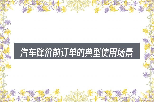 汽车降价前订单的典型使用场景