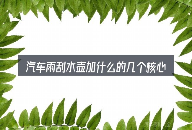 汽车雨刮水壶加什么的几个核心要点