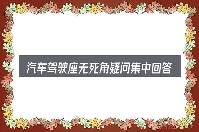 汽车驾驶座无死角疑问集中回答