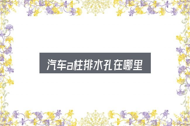 汽车a柱排水孔在哪里是什么？价格、配置与保值率怎么权衡